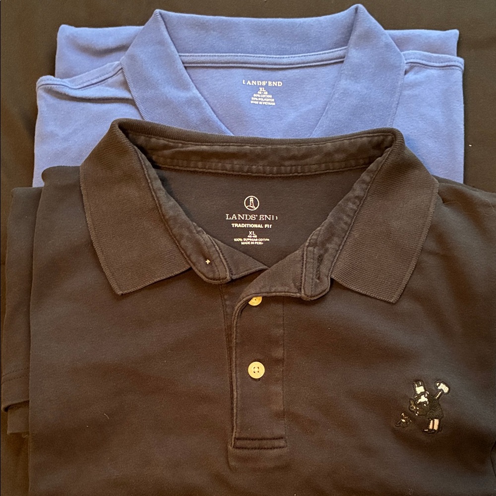 Lands' End Men's Polo Shirts - Black and Blue